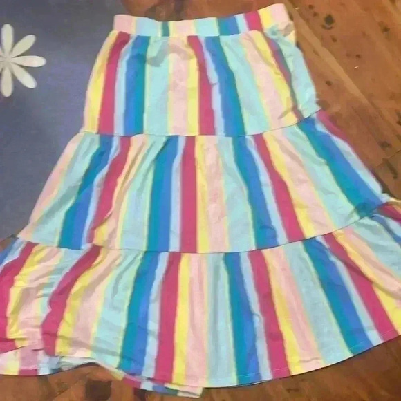 Lands end tencel pink and blue stretch skirt size medium 10-12 NWT - Picture 7 of 7